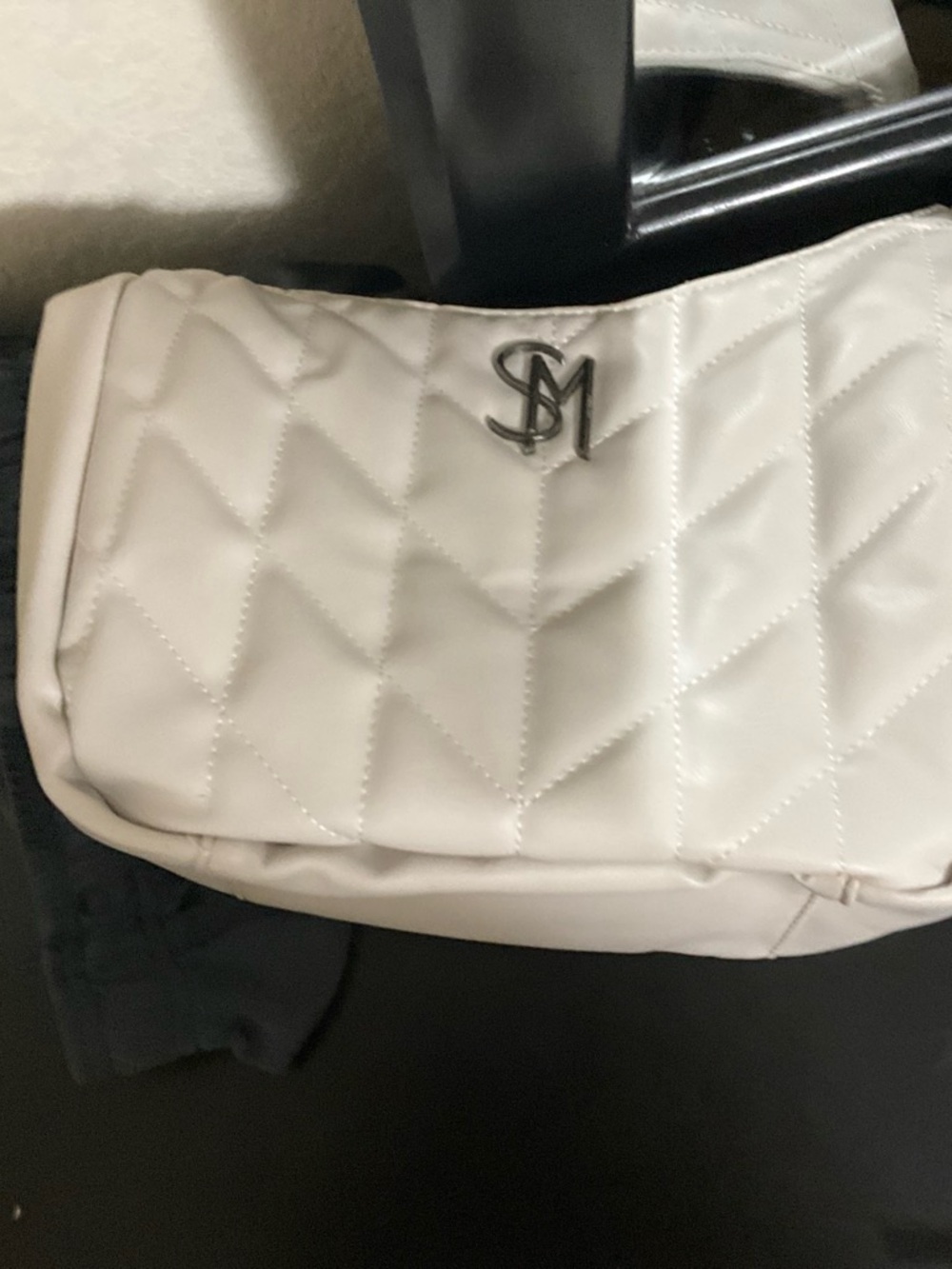 Steve Madden White Quilted Crossbody Bag